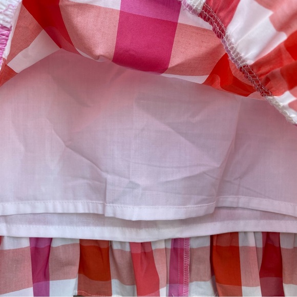 J. Crew Gingham Plaid Ruffle Skirt Pink and Orange Size 2 NWT - Picture 8 of 13